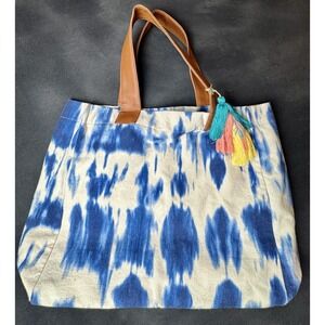Lu + Elle Laguna Beach Tote Bag, Blue & White Shibori Tie Dye